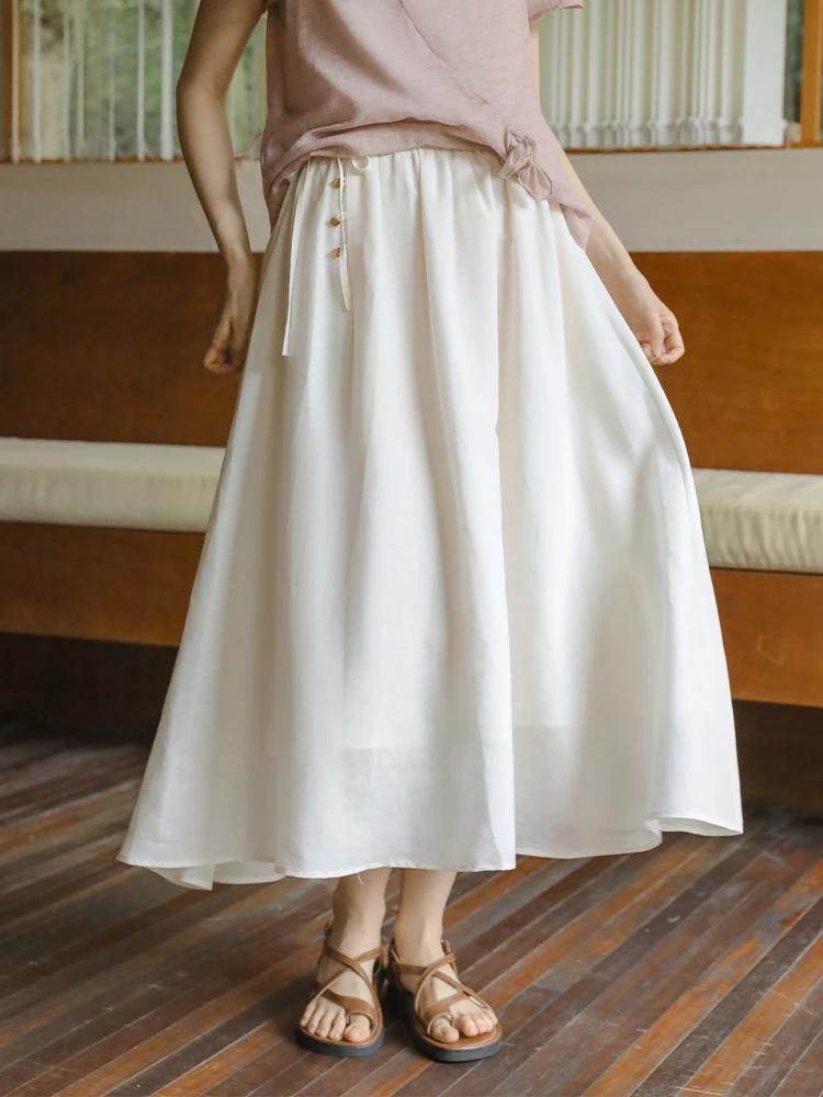 

Юбка миди Nesoulum с высокой талией, бантом и боковой завязкой для женщин, летняя винтажная юбка А-силуэта бежевого цвета, стройнящая фигуру