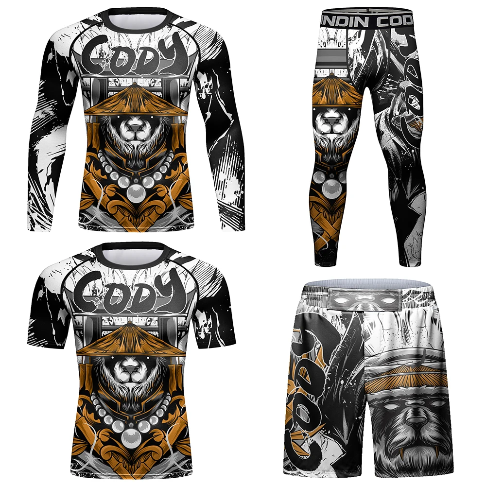 CODY LUNDIN Gorilla Panda 3D Printed Men Compression Training Sweatshirts Punk Style MMA Jiu Jitsu Rashguard Men Gym Fitness Tee