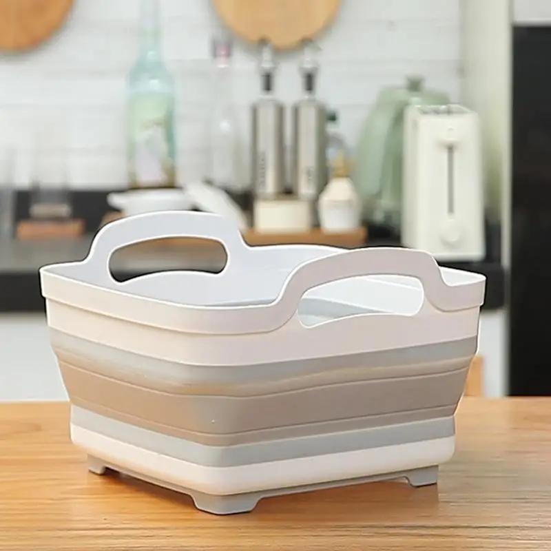 Collapsible Sink Basin Collapsible Dish Tub Sink Basin Multifunctional Basket Folding Dish Pan Fruit Washer Veggie Rinser For