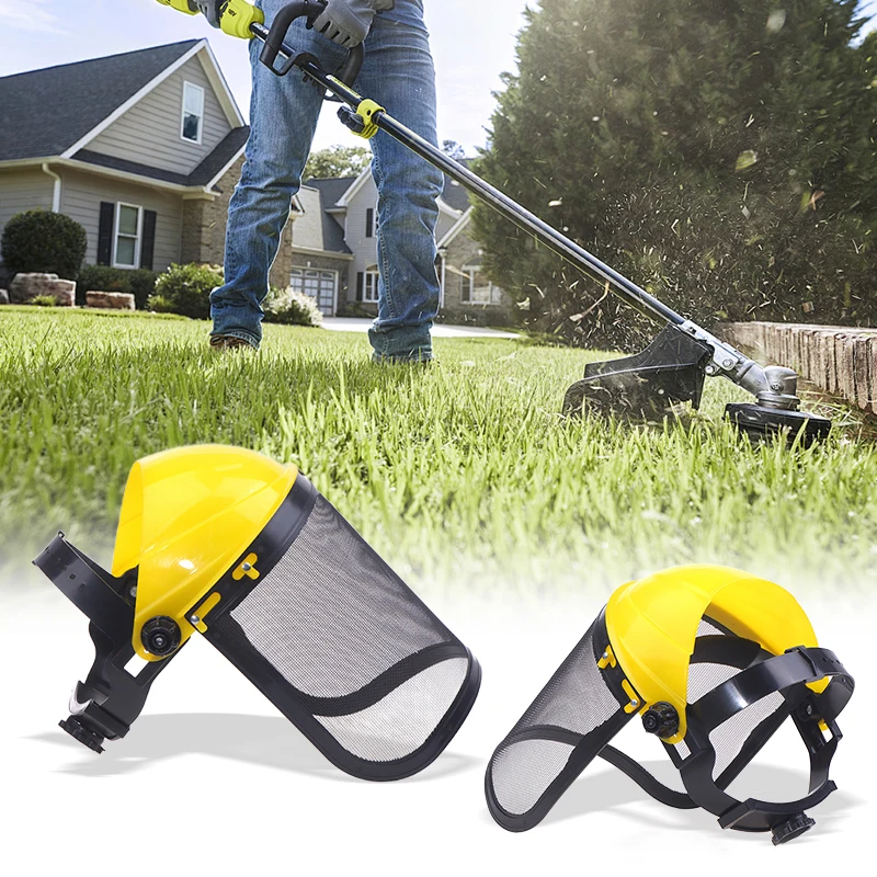 Garden Grass Trimmer Safety Helmet Hat with Full Face Mesh Protective Mask for Logging Brush Cutter Forestry Protection