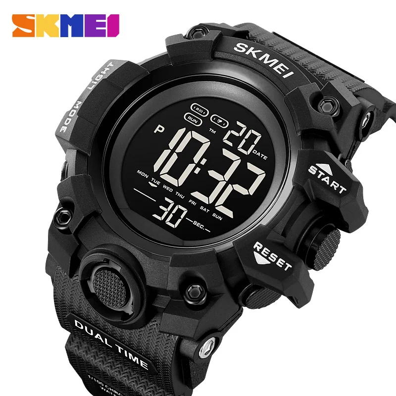 SKMEI Men's Digital Countdown Sport Watches For Men Casual Stopwatch Back Light 5bar Waterproof Wristwatch Calendar Clock