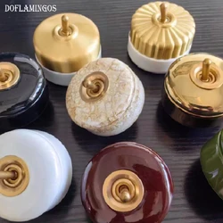 Retro Switch Toggle switch Black White Brown Green Golden Rotundity Switch Home Decoration Solid Wood Base Surface Wall switch