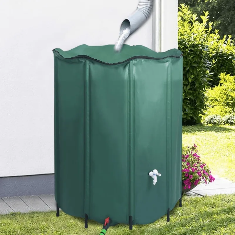 Faltbarer Regenwassertank mit Zapfhahn, 1000 L, geeignet für Terrassen und den Einsatz im Freien.