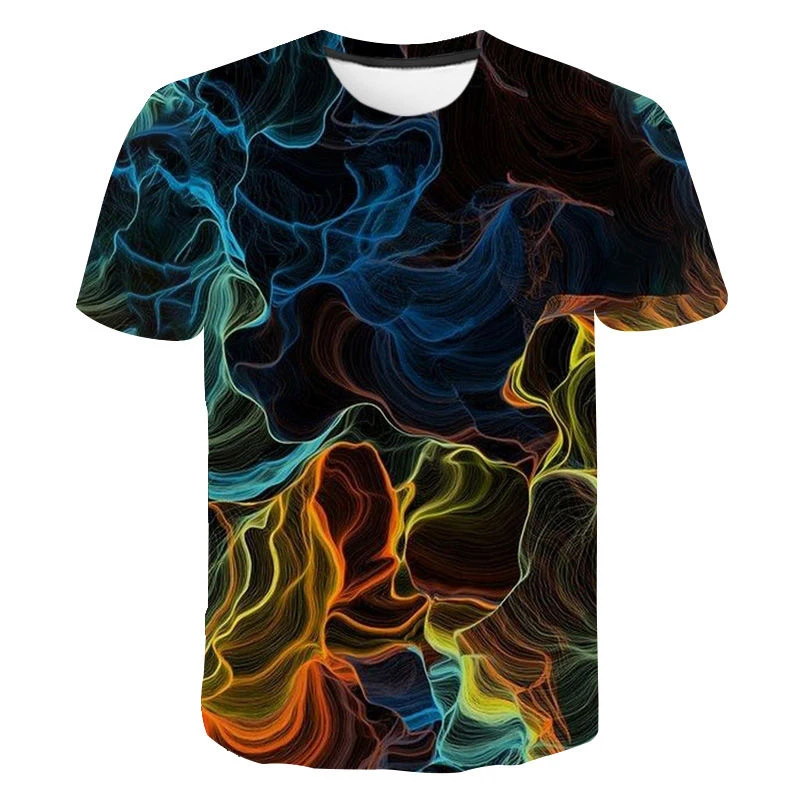 Summer Fashion Colorful Pigment Graffiti graphic t shirts For Men Personality Casual Printed Round Neck Short Sleeve Tees