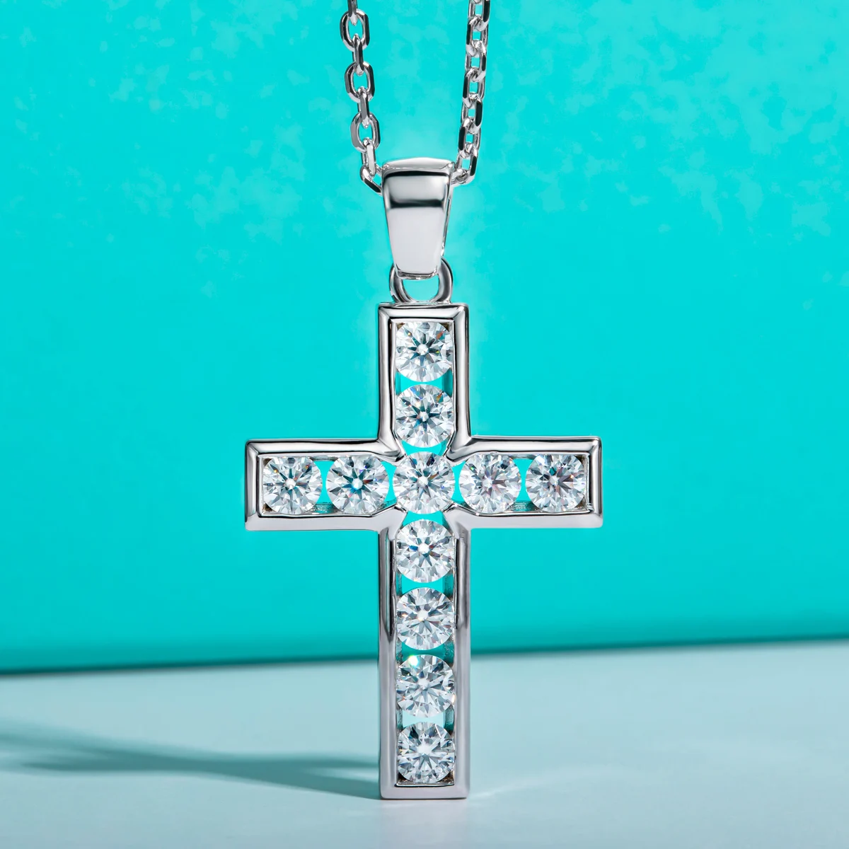 3.5MM 2.2CTTW D Color VVS1 Moissanite Cross Pendant Necklace S925 Sterling Silver Fine Fashion Jewelry Gifts For Women Men