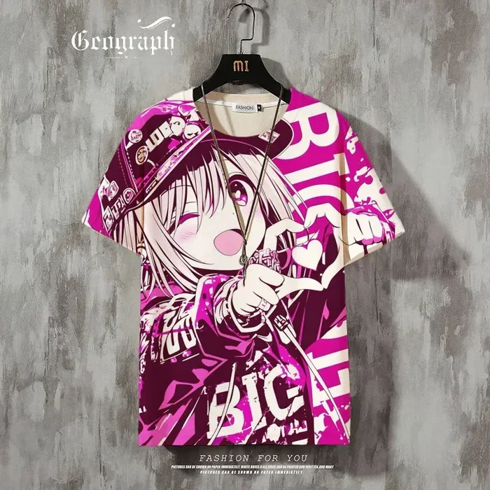 Herren-T-Shirt mit Anime-Mädchen-Motiv, 3D-Druck, sexy und attraktiv, lässiges, lockeres Street-T-Shirt, kurzärmelig, Rundhalsausschnitt. – Detail 19