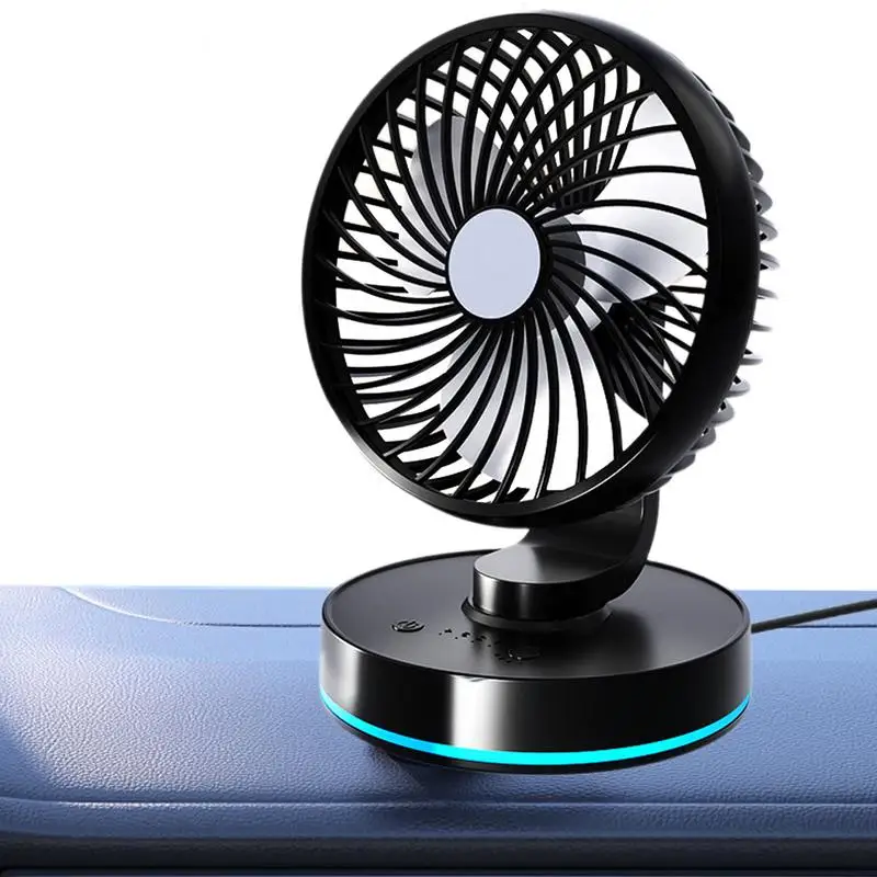 Car Dashboard Fan 4-Speed Settings Rechargeable Truck Fan 12V-24V Multi-Angle USB Charging Cooling Fan For Center Console