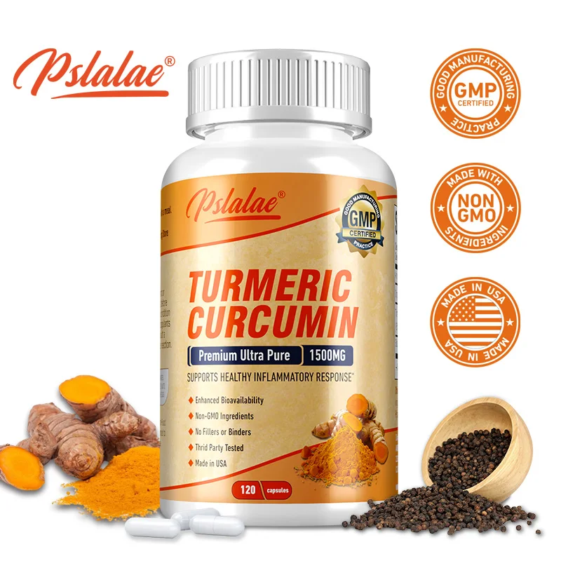 

Turmeric Curcumin - Contains Black Pepper, Helps Relieve Joint Inflammation, Antioxidant, and Promotes Brain & Digestive Health