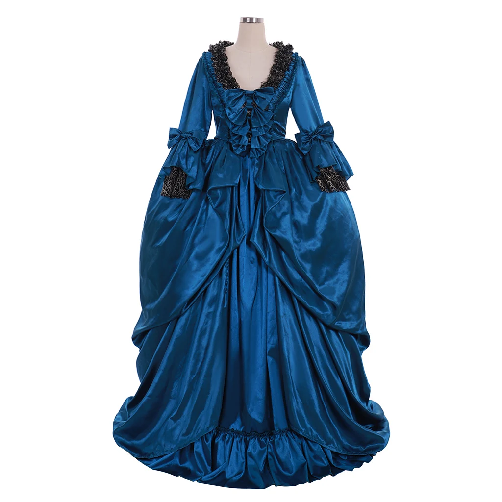 Cosplaydiy Victorian Maria Antonietta Floral Style Rococo Blue Ball Gown Dress Hallowe Noble Princess Balen Wedding Fancy Dress