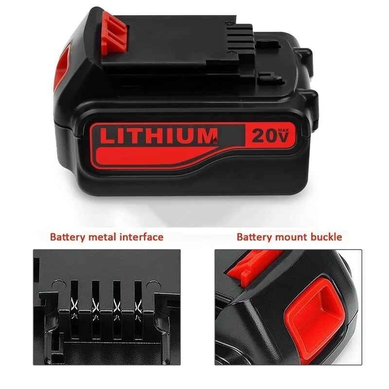 6000mAh 18V/20V wymienna bateria dla Black & Decker LBX20 LBXR20 LB20 LBXR2020 LBX4020 LB2X4020-OPE LBXR20-OPE bezprzewodowy