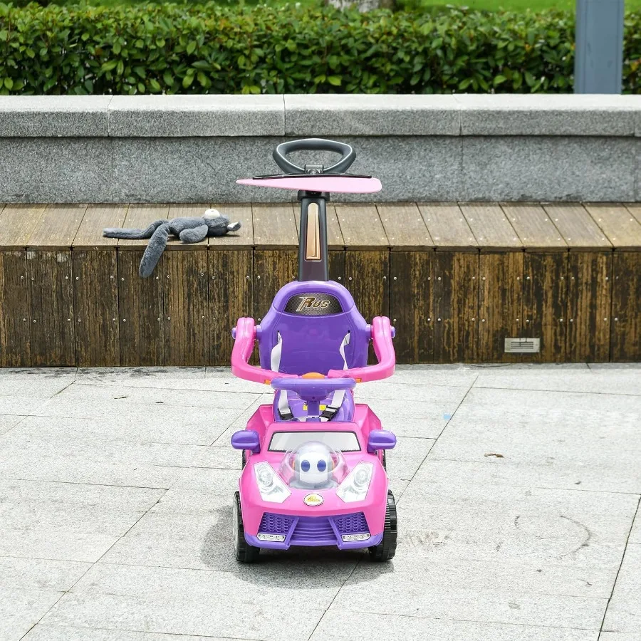 Voiture Push pour bébé de 1 à 3 ans, 3 en 1, marche sur pied coulissant au sol, avec poignée amovible, klaxon musical, auvent de sécurité Gu