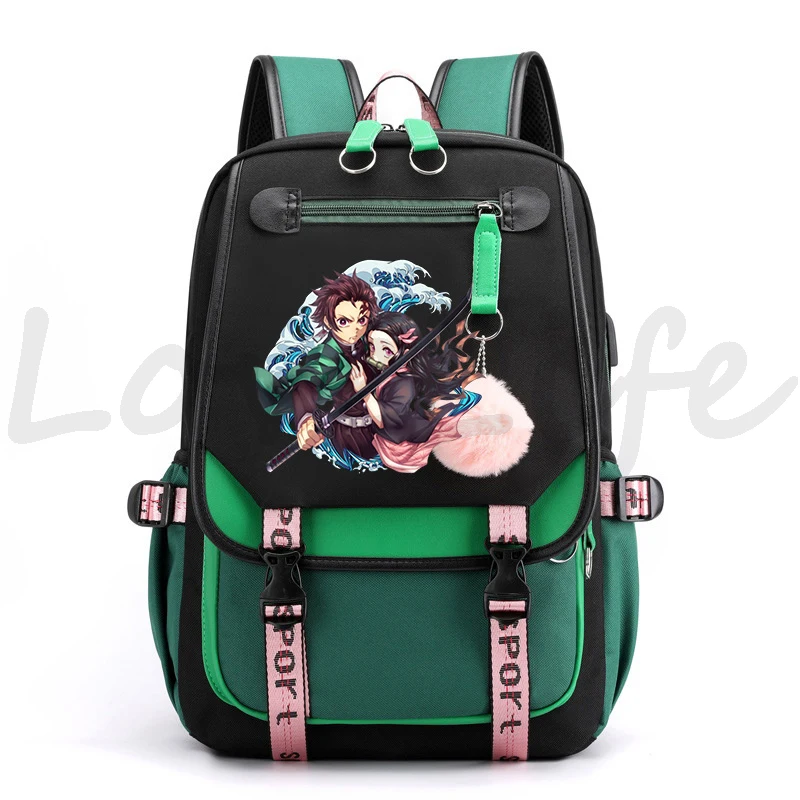 Anime Backpack Demon Slayer Nezuko School Bag for Women Fashion Backpacks Manga Tanjirou Schoolbag Teenager boys Girls Bookbag