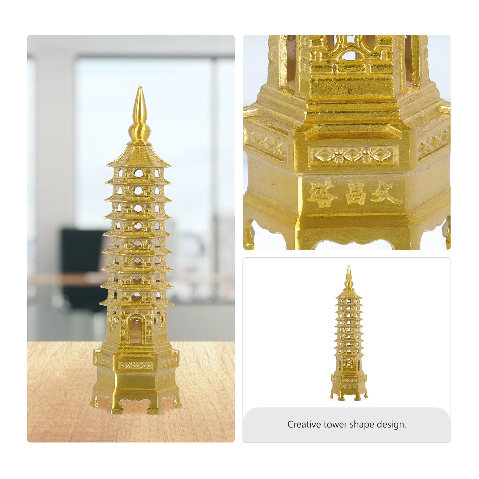 Copper Sculpture For Garden Landscape Home Desk Decor Landscape Tower Decor Tabletop Ornament Room Tower Adornment