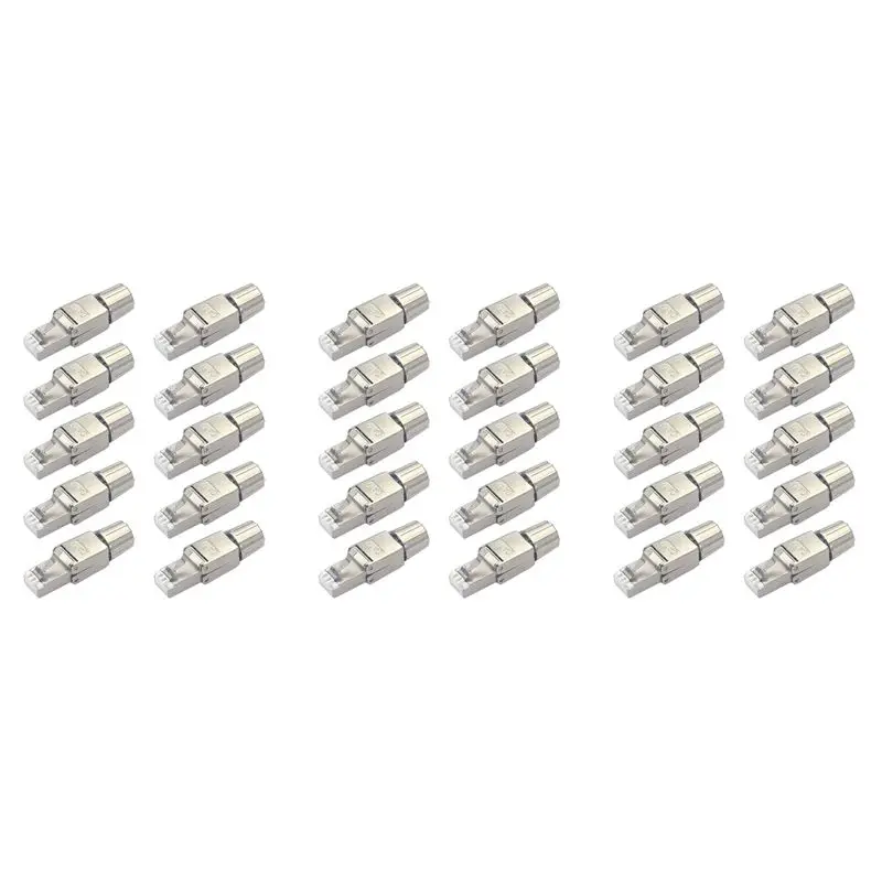

Exquisite-30X RJ45 Cat7 Connectors Tool-Free Reusable Shielded Ethernet Termination Plugs, Internet Plug, Fast Field Installatio