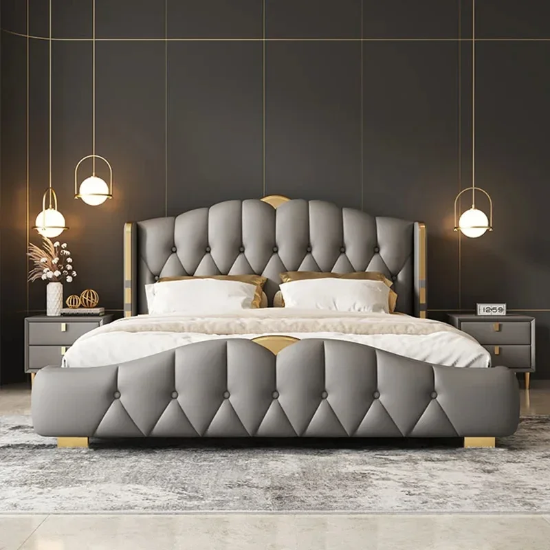 Modern Bedroom European Double Bed King High End Twin Luxury Double Bed Headboard Girl Cabeceira De Cama Box Casal Furniture