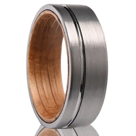 Bague en tungstène finition brossée de 8mm, anneau intérieur en bois pour baril de vin, bague de mariage pour hommes, fête de fiançailles, bijoux à la mode, cadeau