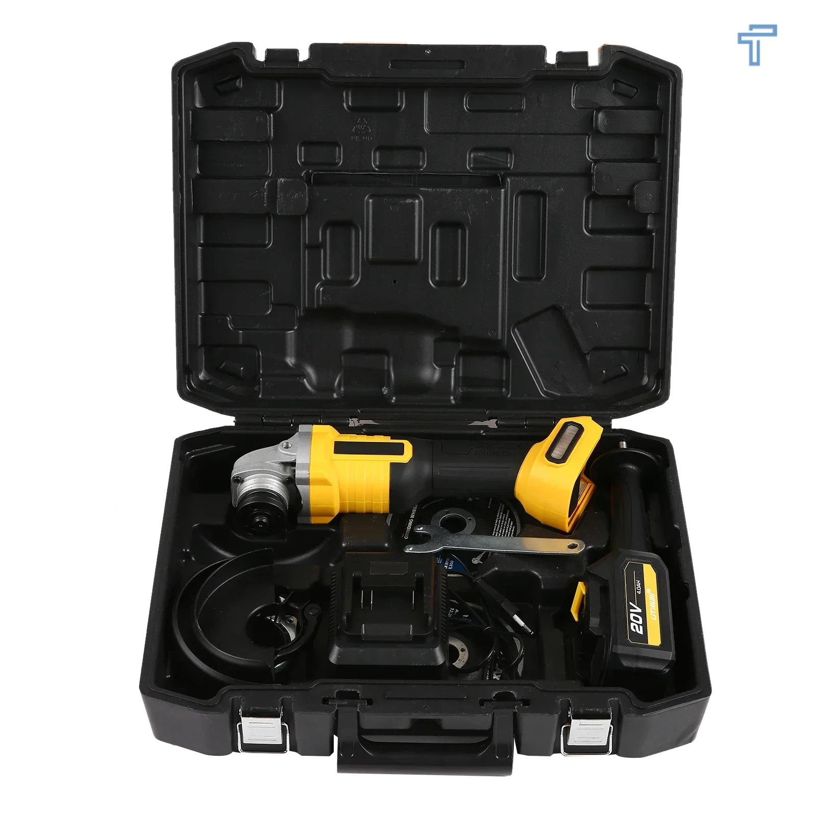 

Original brand new！20V Brushless 4-1/2'' 115MM Power Angle Grinder Tool, 4.0Ah Li-Ion Battery Operated and Fast Charger, Electri