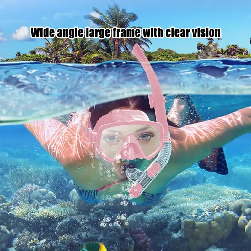 

Snorkeling Gear For Adults Anti-Fog Panoramic Wide View Scuba Diving Face Cover Adult Silicone Swimming Gear Set For Water