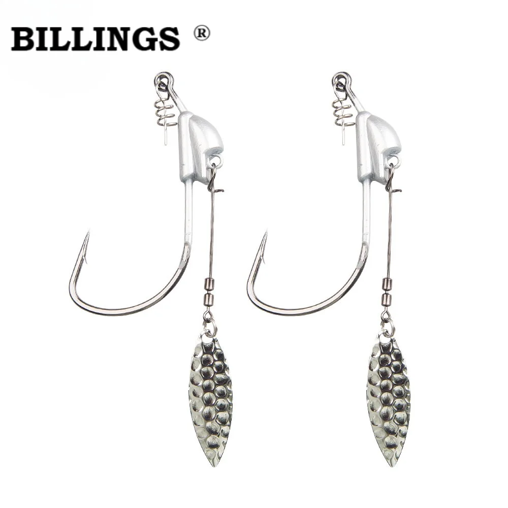 BILLINGS 2 Stück Crankbait-Haken mit Gewicht und Anti-Rutsch-Riemen, bleigewichtete Crankbait-Haken, Spinnköder, Angelhaken