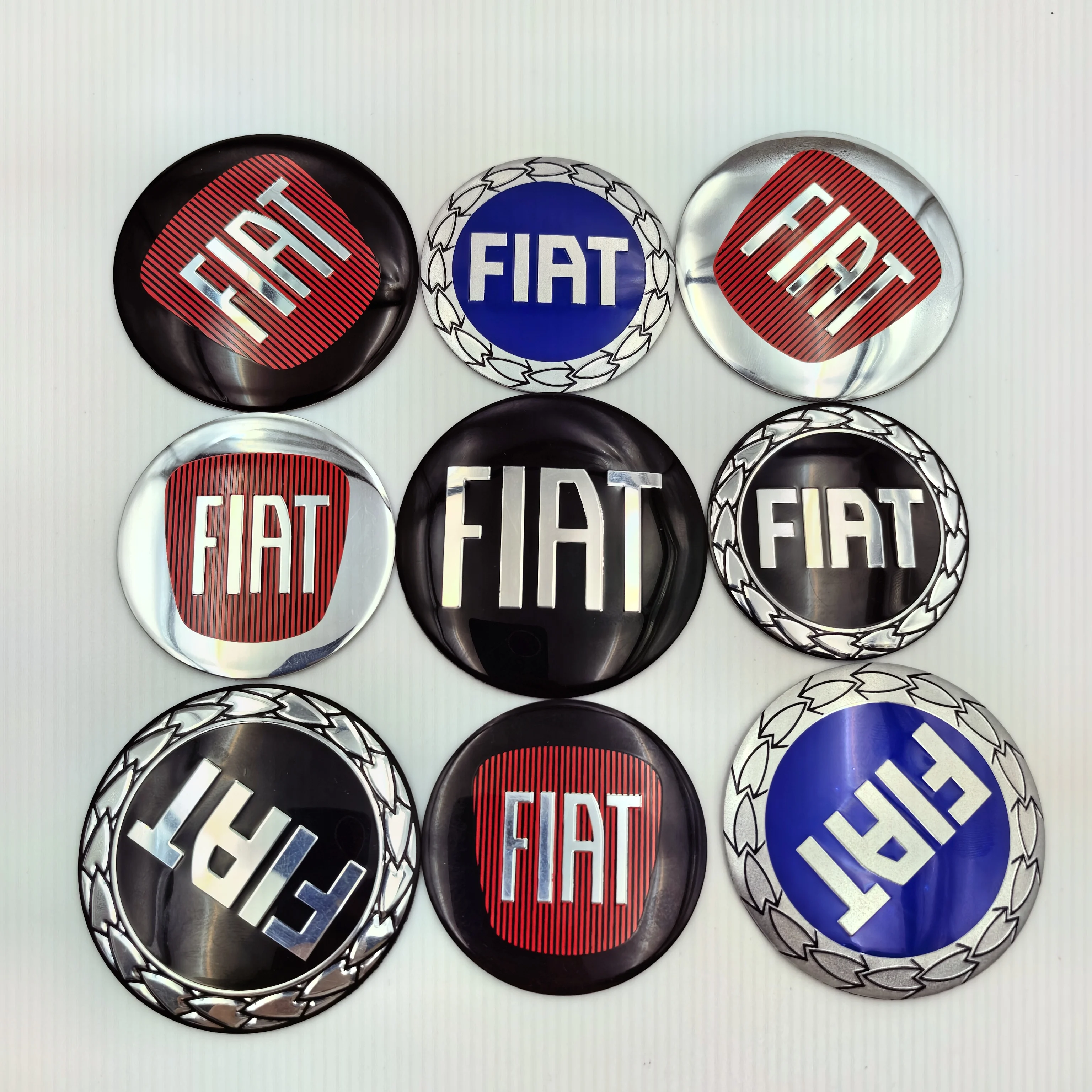 10pcs Car Emblem Wheel Center Hub Caps 50mm/56/60mm Dust-Proof Badge Covers Sticker Styling Accessories for Fiat Auto Rim Refit