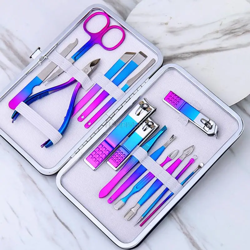 

Stainless steel nail suit covered 15 times beauty pedicure knife cut nail clippers suite nail care packages