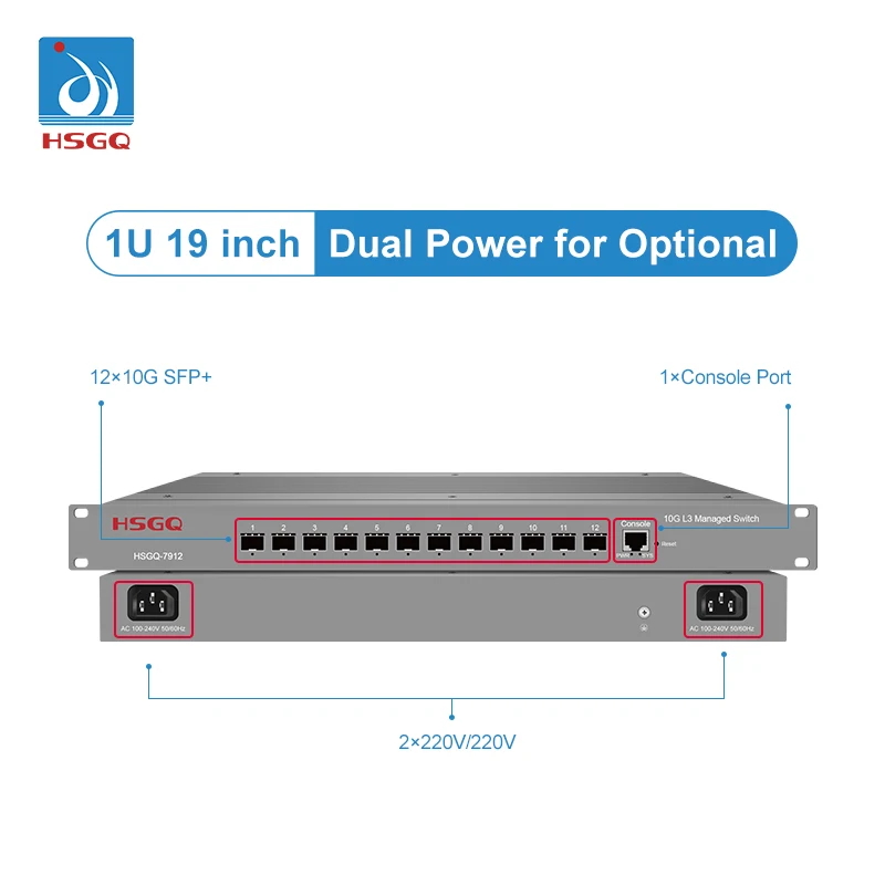 Factory Price 10 Gigabit Network Switch Fiber 12*10G SFP+ L3 Managed Industrial Switch 12 Port