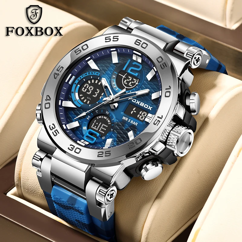 FOXBOX Business Watches Men Luxury Diver Sport Mens Watch Fashion Military Waterproof Chronograph Quartz Wristwatch Reloj Hombre