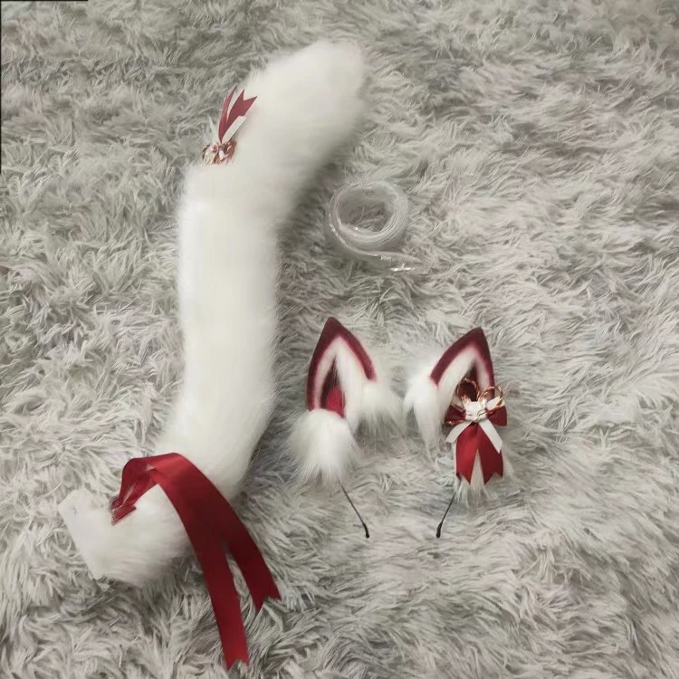 여우 귀 로리타 액세서리, 귀여운 모피 귀 꼬리, 생일 파티, 할로윈 쇼 코스프레, 여우 고양이 꼬리, 애니메이션 액세서리