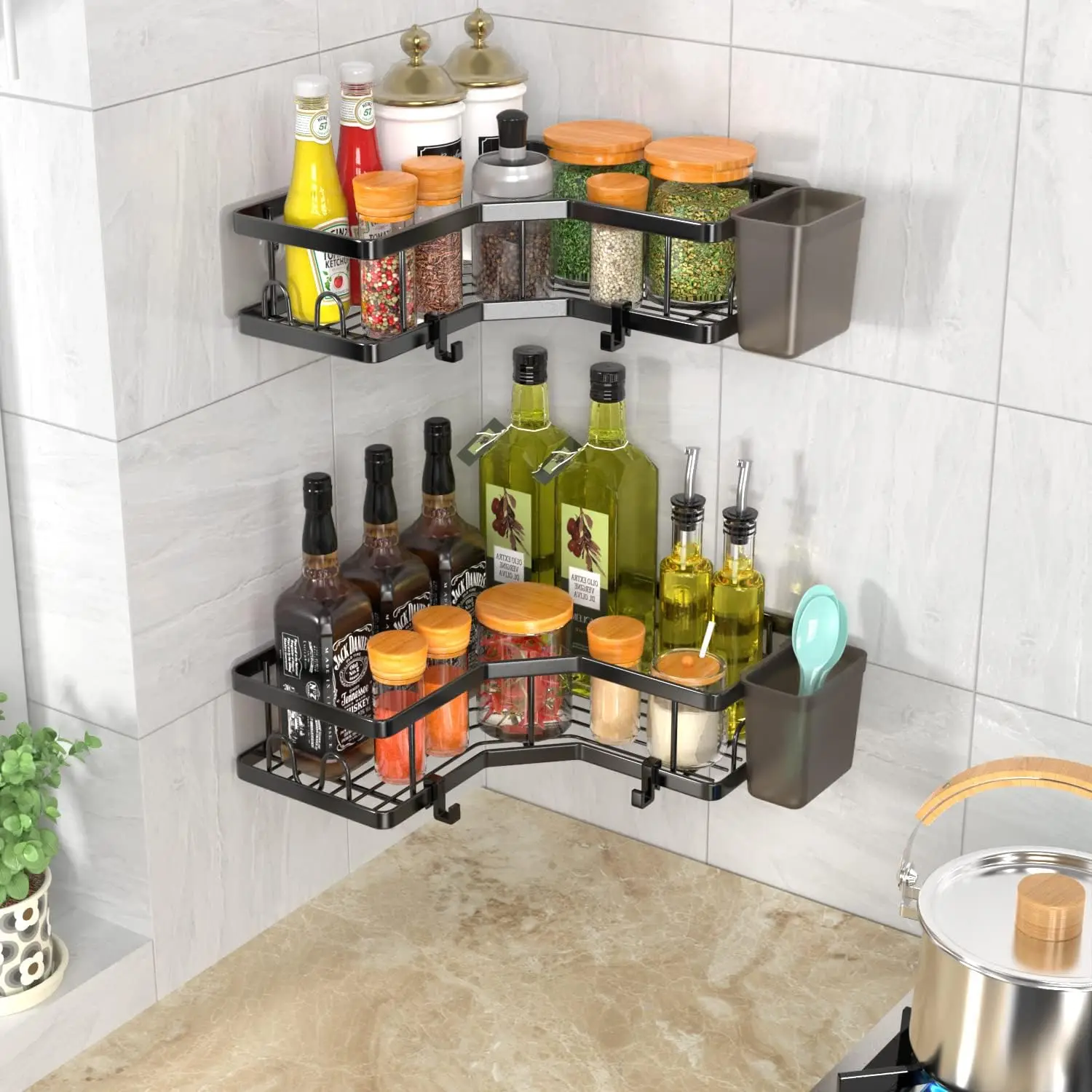Corner Shower Caddy - 2 Pack, Adhesive Shower Organizers, Rustproof Stainless Steel Shower Shelves , No Drilling Bathroom Organizers and Storage Racks, Space-Saving - view 4