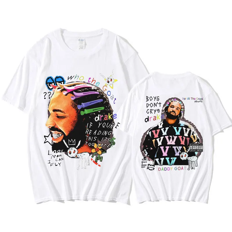 Rapper Drake T-shirt Men's Women's Clothes Fashion Hip Hop T Shirts Casual Oversized 100% Cotton Tees Short Sleeves Streetwear