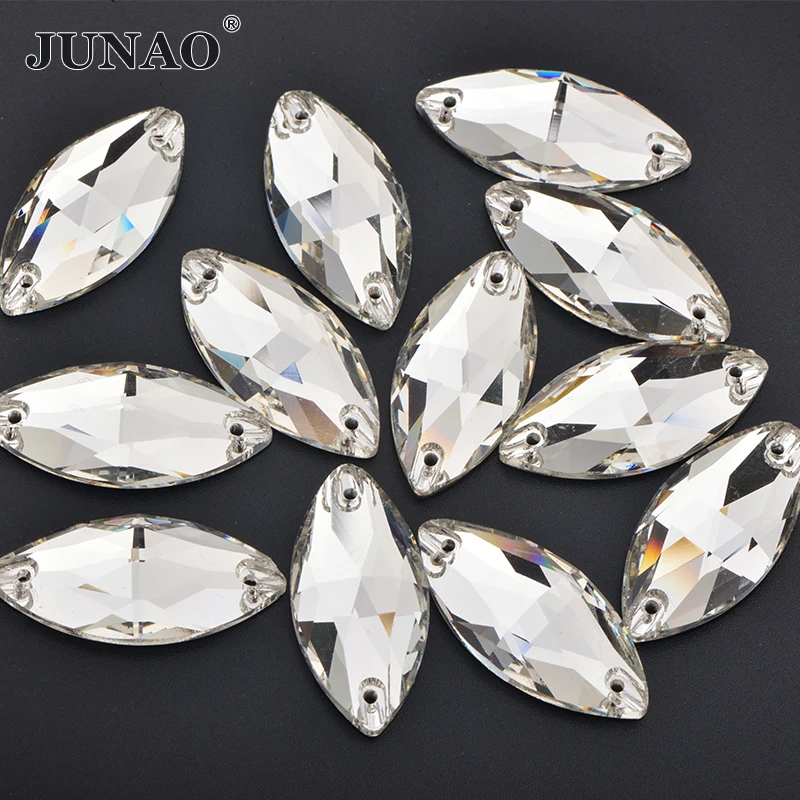 

JUNAO 7*15 мм 9*18 мм 15*32 мм прозрачное шитье K9 конский глаз горный хрусталь с плоской задней частью стеклянные камни хрустальная аппликация для одежды ремесла