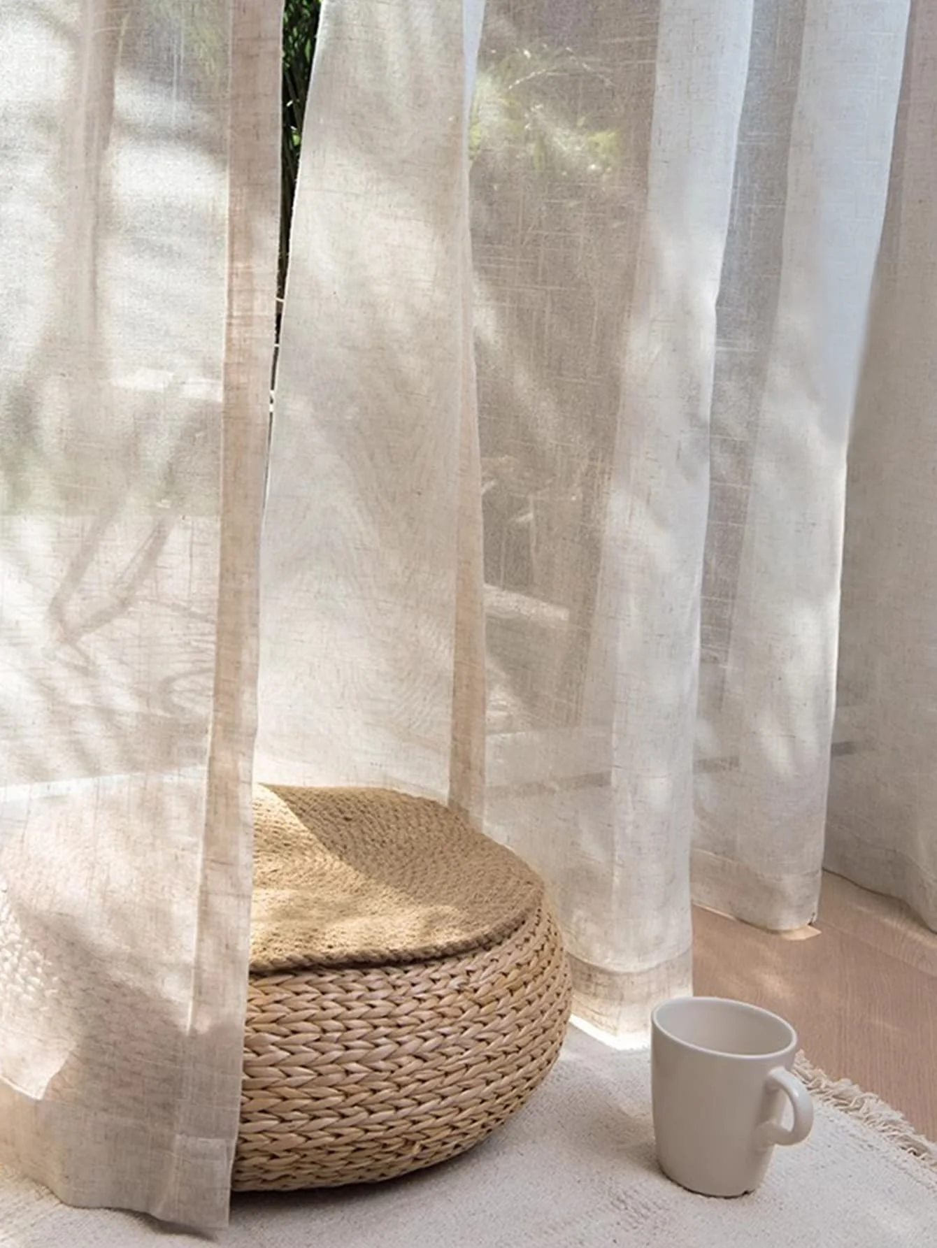 Natural Linen Curtains Linen Textured Drapes Privacy Light Filtering Burlap Window Curtains for Bedroom Living Room
