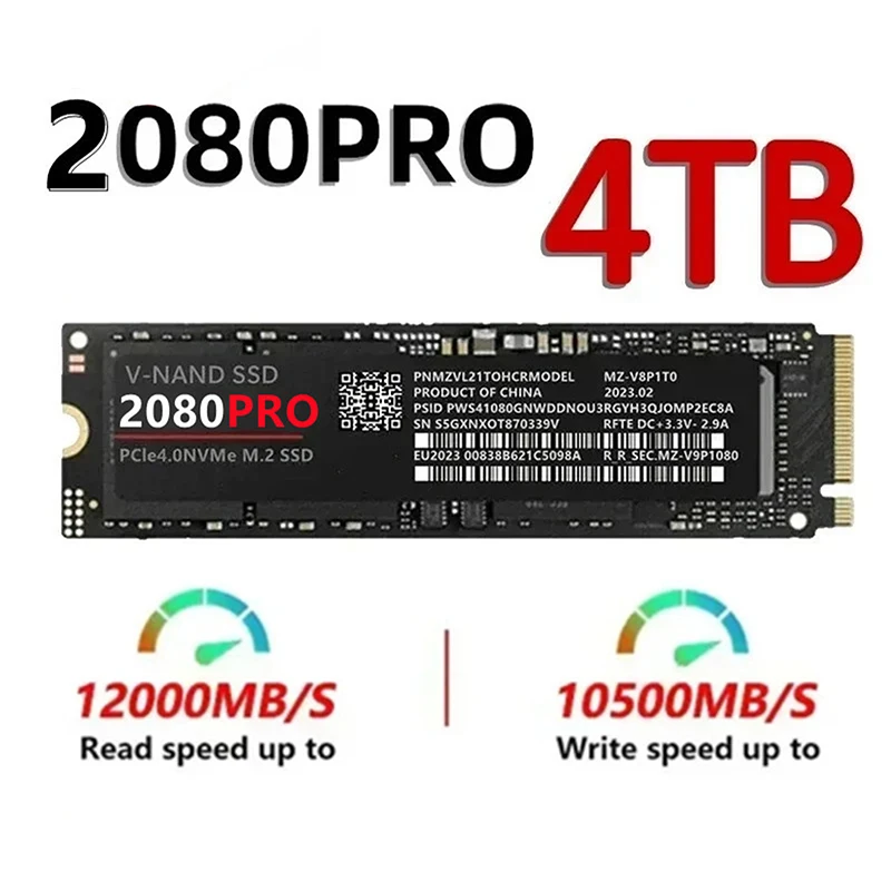 4TB SSD Solid State 2080pro Hard Drive Naff M.2 Ssd Nvme PCIE 4.0 Max Read 12000 Mb/s Gaming Hard Disk Internal untuk Pc Laptop