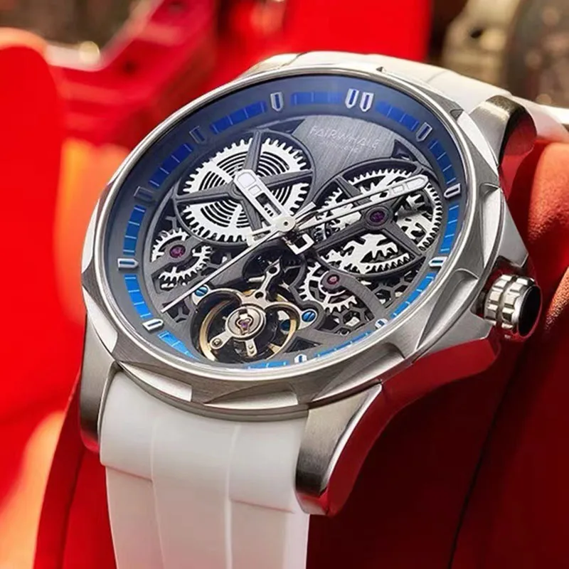 Hot Fairwhale Automatic Watch For Mens Sports Silicone Strap Clocks Mans Fashion Tourbillon Mechanical WristWatch DropShipping