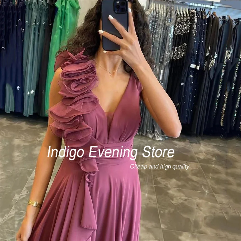 Indigo-Vestido de noite feminino com decote em v, costas abertas, plissado, rachado, sem mangas, cetim, comprimento do chão, elegante, vestidos de baile