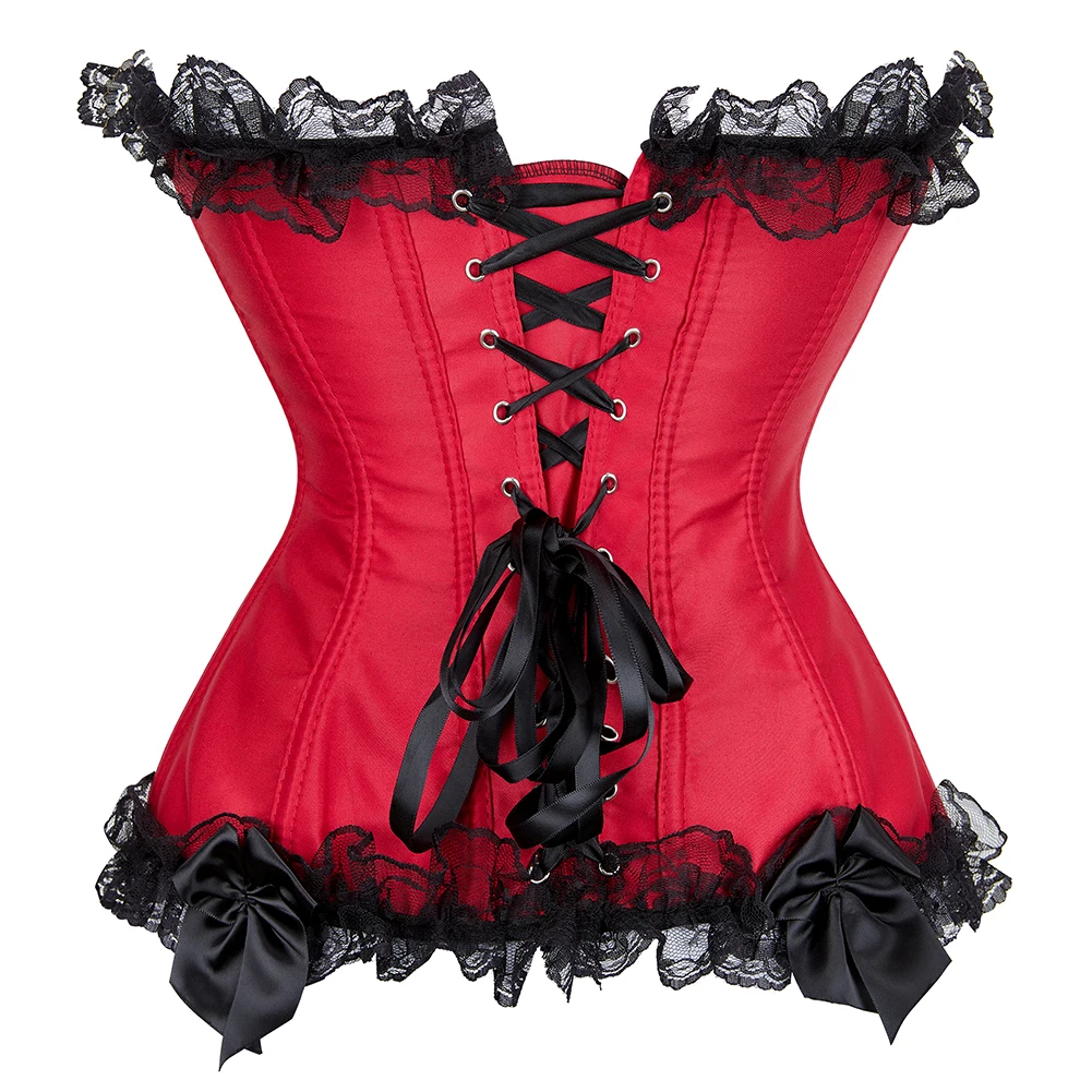 Corsets Bustiers for Women Overbust Corset Top Corselet Sexy Lace Bowknot Decorated Corselet Plus Size Corsetto Korsett