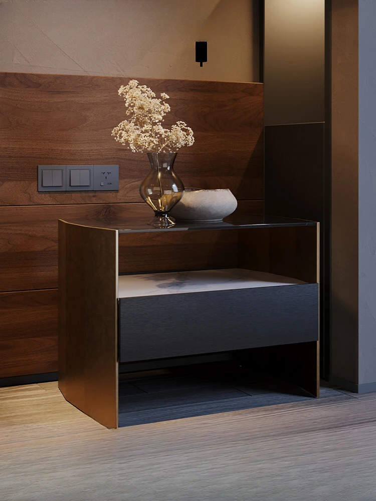 

Italian Light Luxury Bedside Table Designer Model Modern High-End Storage Multi-Functional Bedroom Locker