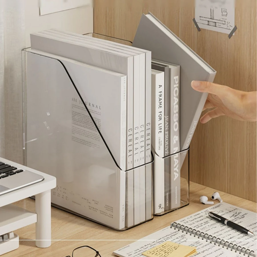 كتب مكتبية للطلاب ، حامل كتب شفاف ، رف تخزين ملفات للمكتب ، صندوق منظم ورقي a4 بلاستيكي ، 1 روض #6