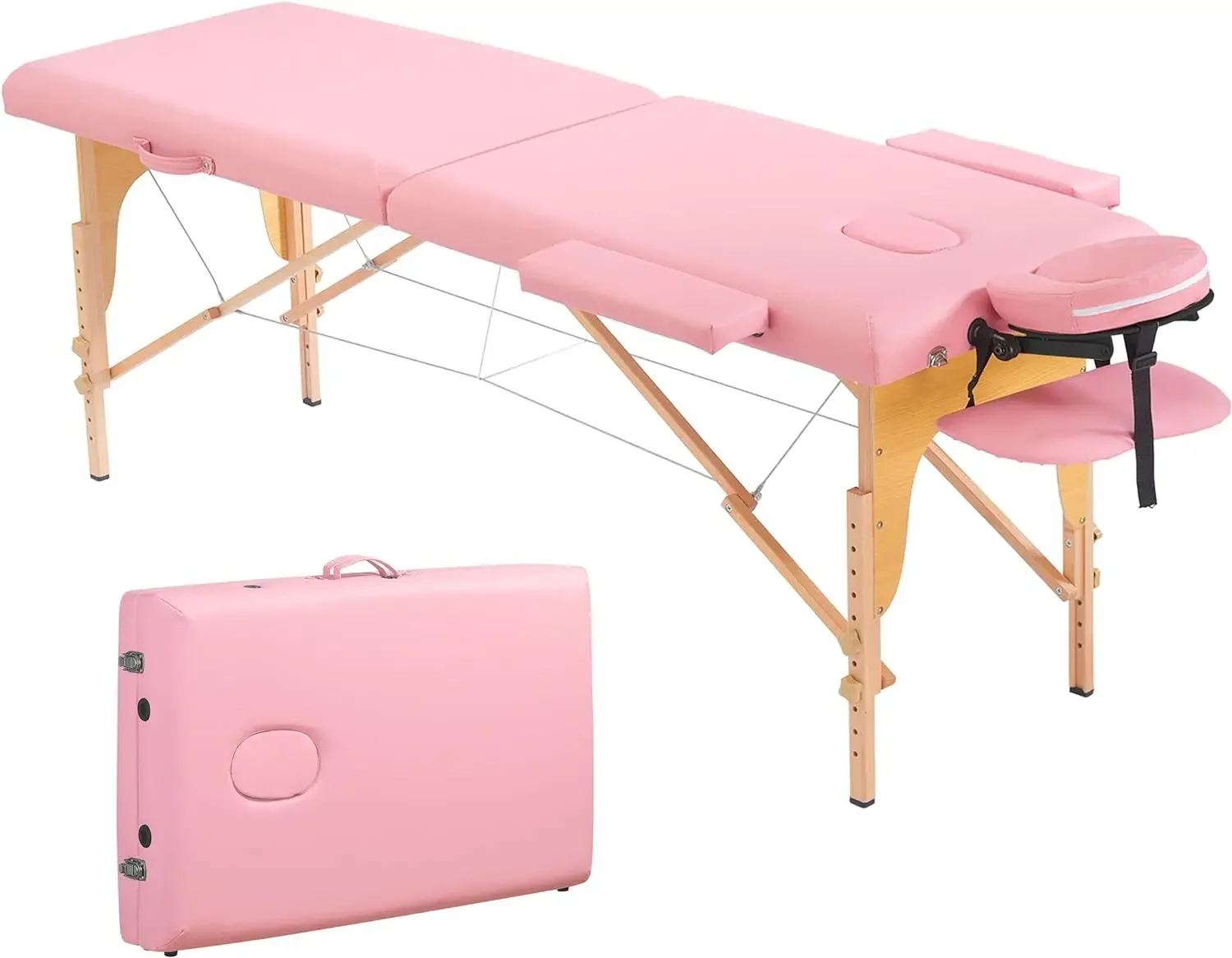 Massage Table Portable - 2 Folding Lash Bed with Carrying Case & Face Cradle for Eyelash Extensions, Spa, Facial