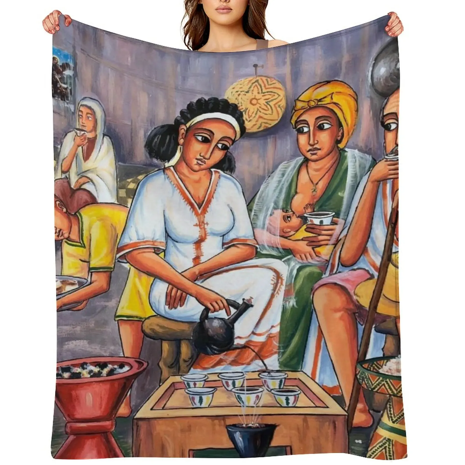 

Ethiopian coffee ceremony Throw Blanket Furrys Designers anime Blankets