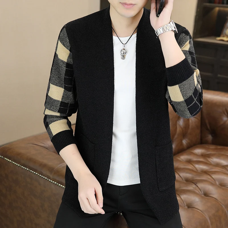 2024 Autumn/Winter Men's Light Luxury Standing Neck Knitted Cardigan Sweater Korean Edition Fashion Warm Knitted Sweater Coat