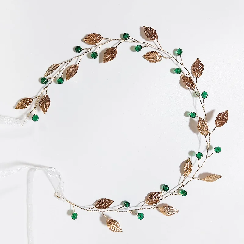 Tiara de strass verde, tiara para casamento, folhas, coroa de cristal, cocar para mulheres, moda, acessórios de cabelo de noiva