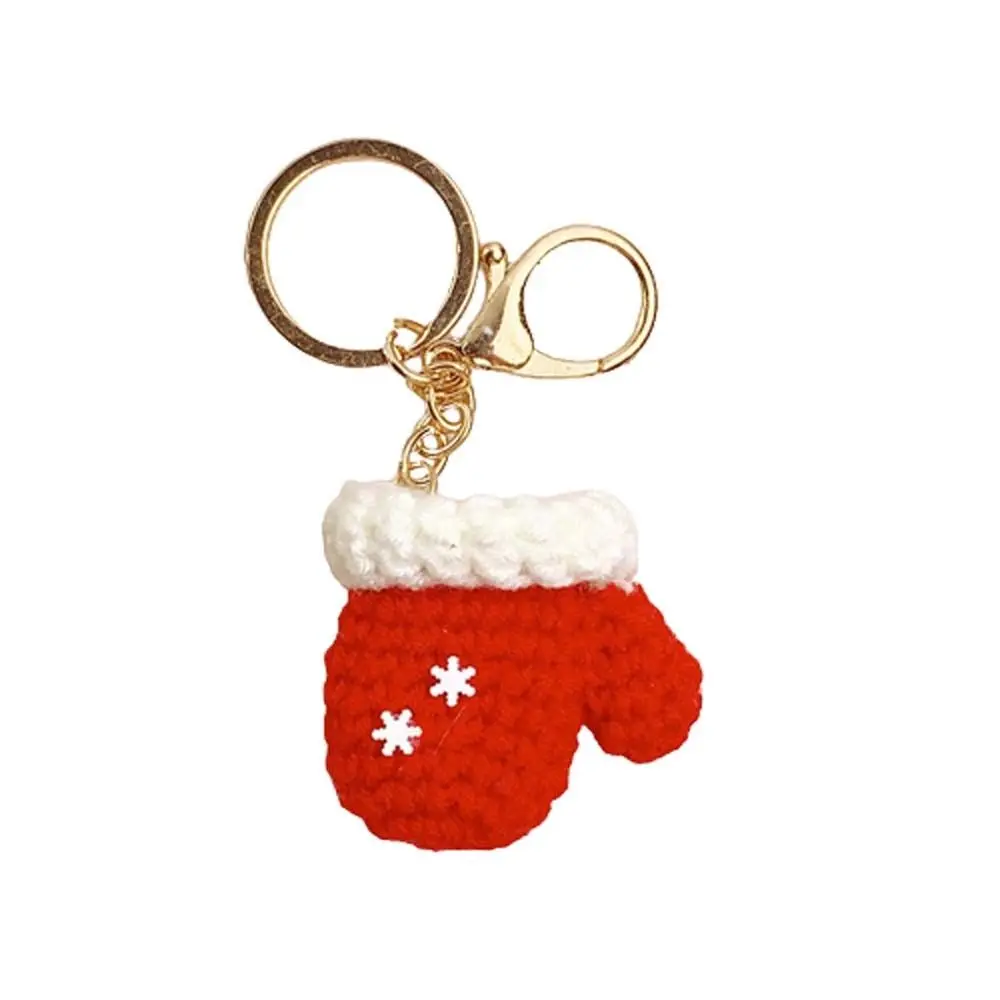 

Christmas Mini Knitted Hat Keychains Hand-woven Gloves Christmas Hat Pendant Knitted Hat Christmas Gloves Keyrings
