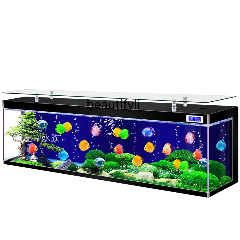 New Super White Glass Advanced TV Cabinet Fish Tank Integrated Small Living Room Ecological Aquarium