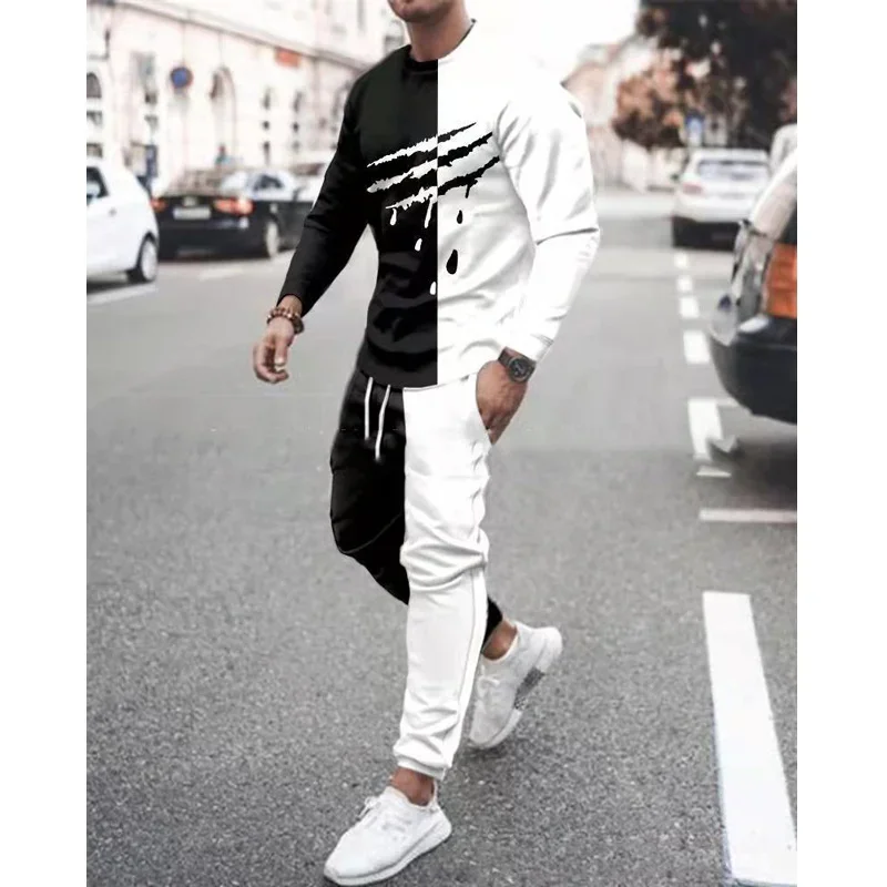 Men Tracksuit Suit Long Sleeve Tshirt 2 Piece Sets Poker Ace 3D Printed Fashion Oversized Men\'s Clothing Vintage Streetwear