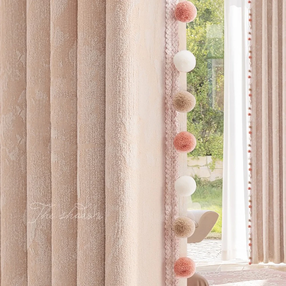 

French light luxury jacquard soft curtains versatile style curtains modern simple living room girl bedroom blackout curtains