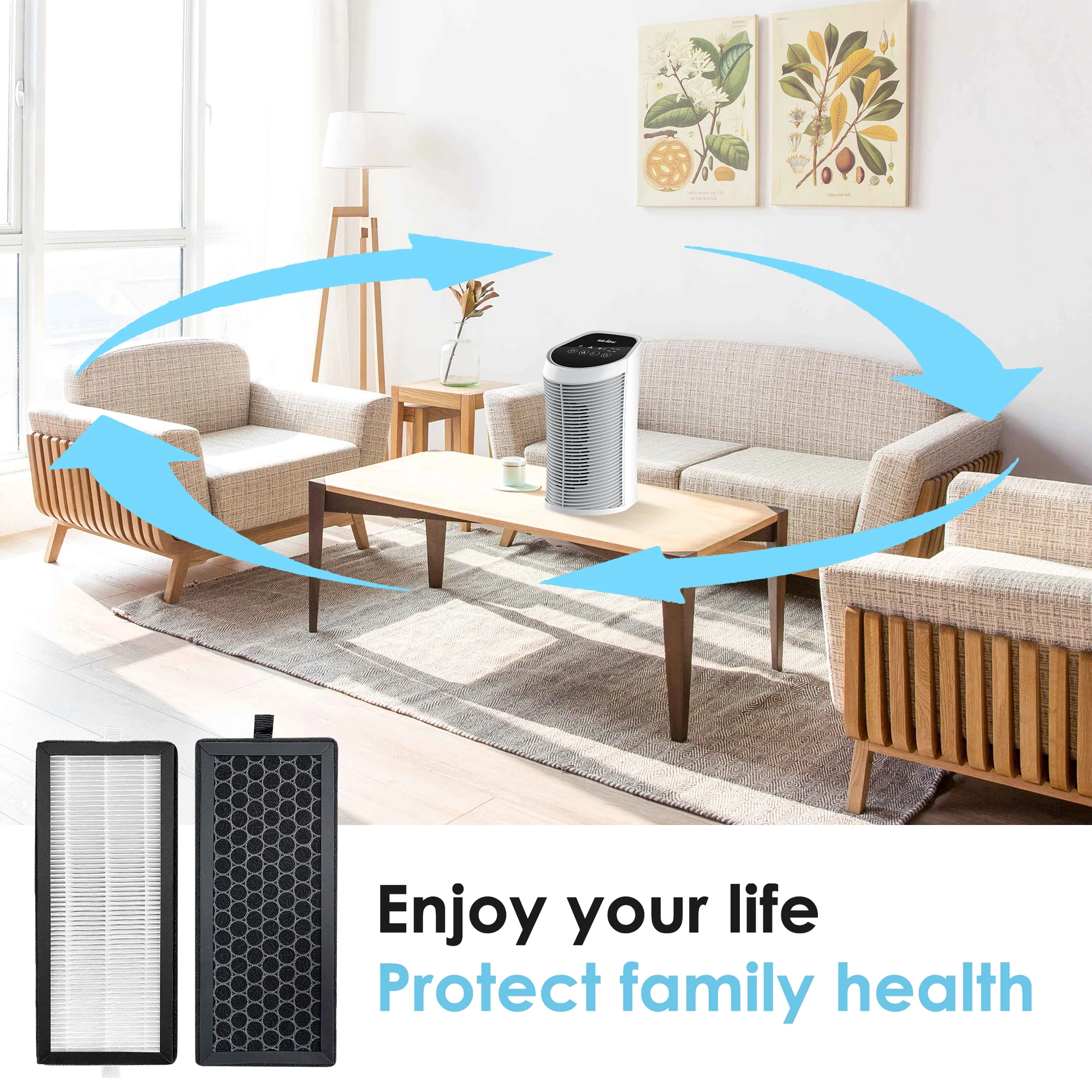 Replacement H13 True Air Purifier HEPA filter + Activated Carbon Composite Multifunctional Filter Suitable for Sejoy AP-2202