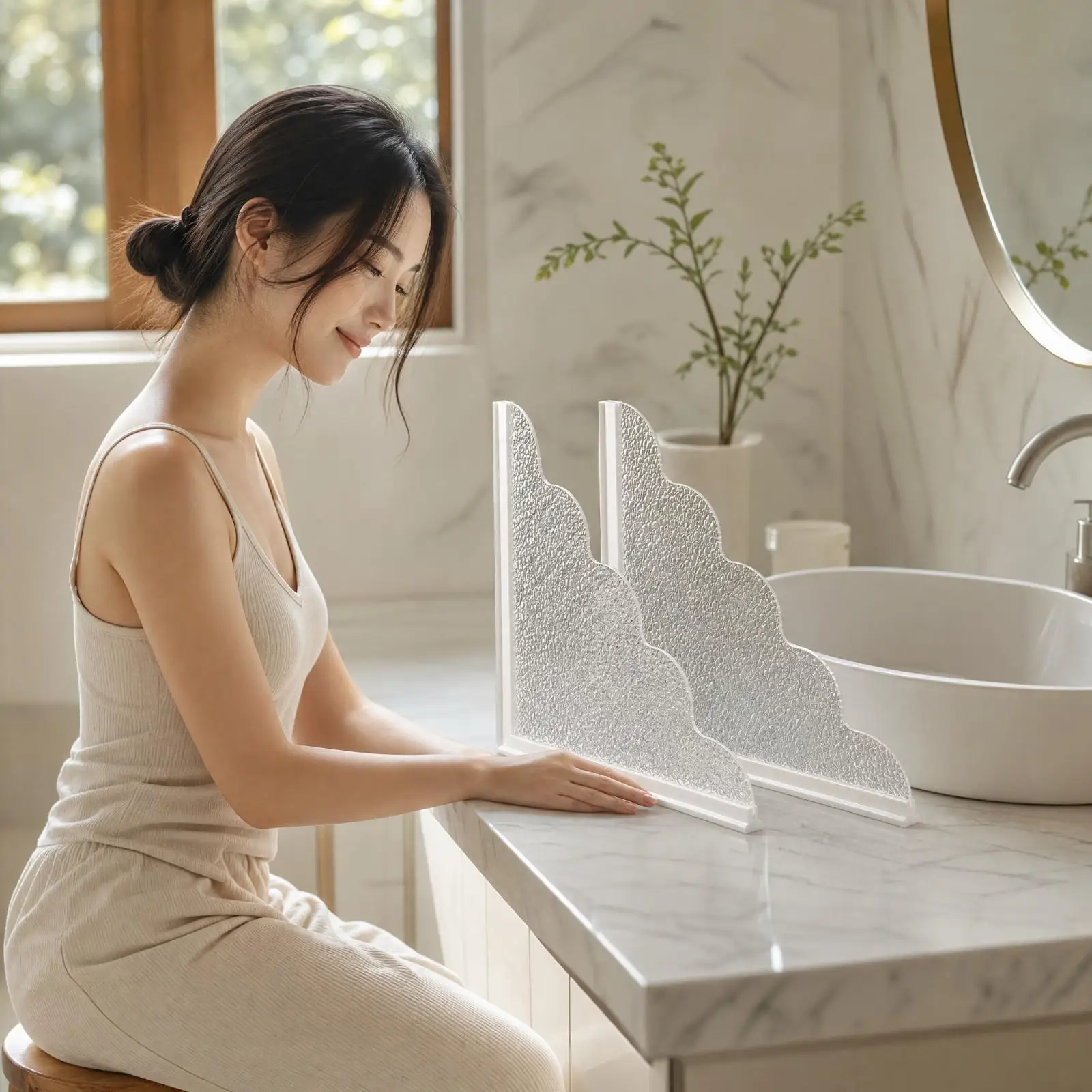 2 Pieces Acrylic Water-Spray Guard Panel Spray Guard with Silicone Strip Waterproof Bathtub Water for Washroom Sink, Countertop