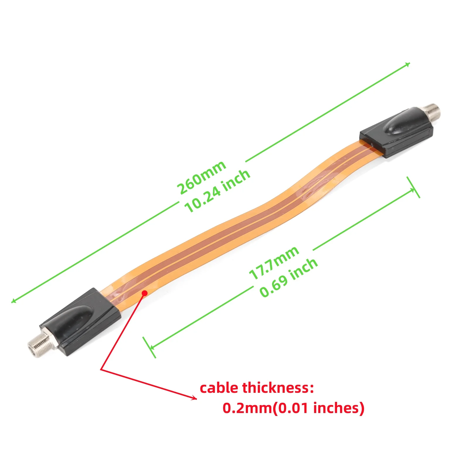 2Pcs Flat Coaxial RG6 F Type Jumper Cable for Window/Door Coax Cable Compatible with cable TV, surveillance video