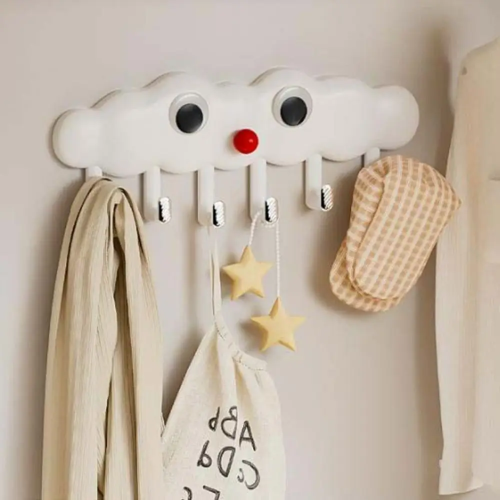 Plastic Clouds Shaped Door Behind Hook Wall Mounted Punch-Free Wall Hanging Clothes Hanger Cute Decorative Wall Hook Kitchen